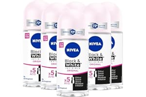 NIVEA Black & White Invisible Original Roll-on 6 x 50 ml, Deodorante Donna Efficace 72h, Deodorante Roll on Antitraspirante per Odori, Sudore, Residui, Irritazioni e Macchie su Tessuti Chiari e Scuri