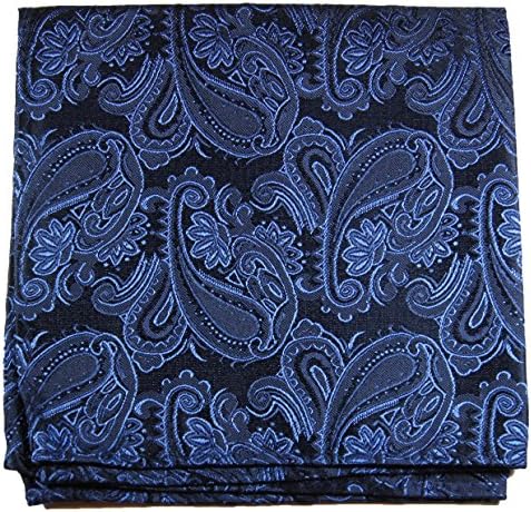 Blue paisley pocket square handkerchief 100% silk