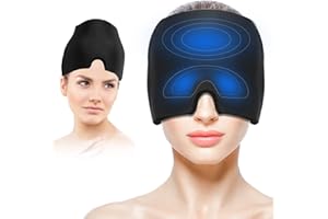 HUDDU Bonnet Migraine, Rafraîchissant Couvre Tête Apaisant Poche, Réutilisable Masque Coussinets de Refroidissement Stretchable, Masque de Sommeil pour Maux de Tête/Anxiété/Soulagement de Fatigue Oculaire
