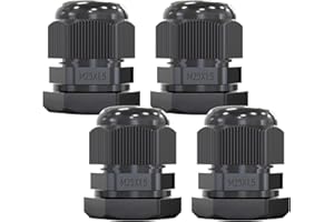 MGI SpeedWare 4-Pack M25 Strain Relief Nylon Cord Grip Cable Glands, Black Plastic Grommet