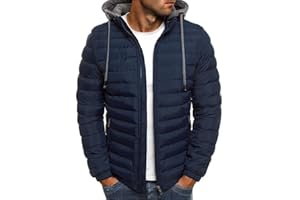 WSKMHK Blouson Homme Doudoune Homme, Doudoune Manches Longues Zippée Charge Veste Légère Et Chaude Couleur Unie Coupe-Vent Avec Poches Hiver Rouge Vert Noir 2023 M-3Xl