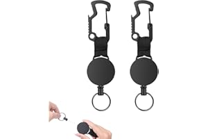 Vicloon wysuwany kołowrotek na identyfikatory, 2 szt., wysuwany breloczek do kluczy, wytrzymały, chowany uchwyt, klipsy, ze stalową chowaną linką i osłoną paracord na dowód osobisty