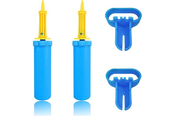 Léger Ballon Pompe Durable en Plastique de Main Air Inflator Pump Gonfleur Hand Held Balloon pour Partie Mariage Maison Anniversaire Utiliser, 2 Pcs Bleu avec Deux noueurs de Ballon