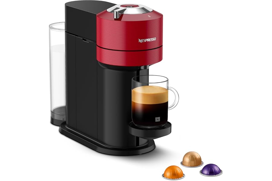 Nespresso Relove Vertuo Next Kaffeekapselmaschine Rot (Generalüberholt) | Bereitet Kaffee in 5 Tasse