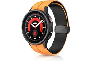 KeeFos Pasek kompatybilny z Samsung Galaxy Watch 6 Classic (43/47 mm) / Galaxy Watch 6 (40/44 mm), silikonowy pasek do zegarka Galaxy Watch 5 (40/44 mm) / Galaxy Watch 5 Pro, pomarańczowy
