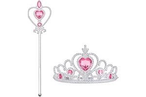 Vicloon Accessori Principessa Elsa, Principessa Corona e Principessa Bacchetta, Accessori Abito per Carnival Birthday Party Festa di Halloween, Cosplay, 2-9 Anni, Rosa