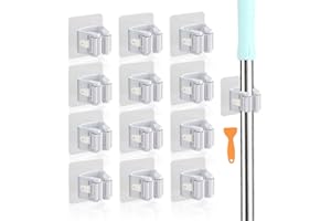 JOIYHY 12 Pezzi Portascope da Muro, Appendi scope a Muro, Porta Scope Parete Adesivo, Non è necessario forare，Adatto Per Cucina, Garage, Giardino, Terrazza, Bagno