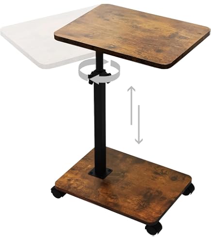 Tavolino Laterale A Forma Di C, Tavolino Stretto Regolabile In Altezza Vassoio Tv Girevole A 360 Tavolini Scorrevoli Sotto Il Tavolo Tavolini Da Caffe Reversibili Neri 85285786
