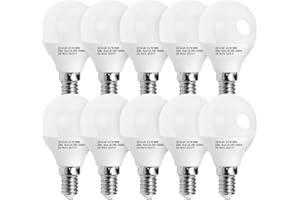 Aigostar - Bombilla LED E14 G45, 7W Equivalente a 49W, Luz cálida 3000K, 620 Lúmenes, Ahorro de energía, CRI> 80, ángulo de apertura 230º, No Regulable, Caja de 10 unidades