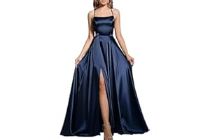 BABYONLINE D.R.E.S.S. Robe de Cocktail Longue Chic avec Fente Dos Nu A-Ligne Femme Longue pour Cérémonie