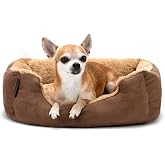 Lionto Bed with Reversible Cushion, Size S, 50 x 37 cm, Brown/Beige | Heavy Duty Dog Bed with Removable Reversible Cushion, N