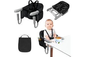 LARS360 Seggiolino da tavolo per bambini, pieghevole, rialzo per la casa e in viaggio, adatto per bambini dai 6 ai 36 mesi, peso inferiore a 15 kg, nero