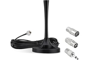 Superbat Antenne Radio FM Dab Base Magnétique Forte 3m Rallonge Câble F Mâle pour Tuner Radio Intérieur, Récepteur AV Audio Vidéo Home Cinéma,Récepteur Stéréo avec Bluetooth Power System