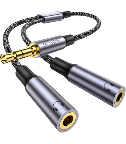 Produktbild von Aigital Audio Klinke Adapter 6,35mm Stecker Auf 3,5mm Klinke Buchse Stereo Klinkenstecker Kopfhörer Adapter 24K Vergoldete Für Keyboard, Lautsprecher, Gitarre, Klavier, 2 Stück