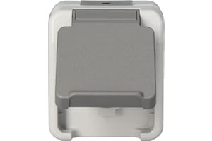 Schneider Electric Merten Schuko-Steckdose mit Klappdeckel, Aufputz, 1-fach, IP 44, Aquastar, lichtgrau, Artikelnummer MEG2301-8029, 1 Stück