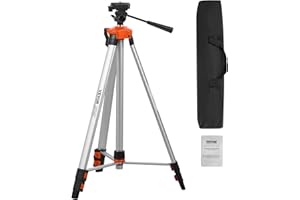 VEVOR Trépied de Niveau Laser, Filetage 1/4''-20, Réglable en Hauteur 695-1750 mm avec Niveau à Bull Intégré, Support de Scanner Laser Léger, Pieds Rétractables, Trépied Aluminium pour Mesure Stable