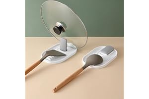 RICHDMI 2 Piezas Soportes Para Tapas de Ollas, Organizador de Cocina, Soporte Para Cucharas, Organizador Cajones Cocina, Organizador Para Sartenes, Bandeja de Cocina, Para Evitar el Goteo de Agua (Blanco)