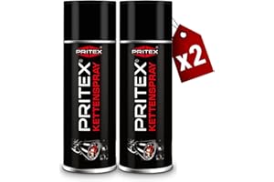 PRITEX – Kettenspray 2 x 400 ml für Motorrad & Fahrrad – Kettenfett bietet hohen Schutz vor Reibung, Verschleiß & Korrosion – Schmiermittel Spray mit sehr guter Haftung & Schmierleistung – Kettenöl