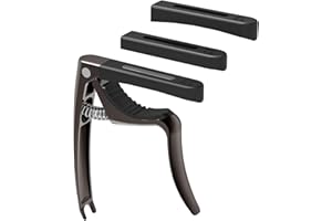 Linrax C3 Cejilla Guitarra, Cejilla 4 en 1 con Extractor de Pasadores, Cejillas para Guitarra Bajo Ukelele Banjo Mandolina, 3 Cabezas de Silicona, Capo Guitarra Española, Accesorios Guitarra, Cromo