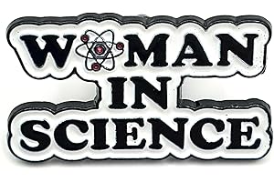 SNS COMPONENTS Pin de metal esmaltado con diseño de mujer en ciencia feminista STEM, Metal