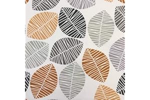 Kt KILOtela - Tela Loneta Estampada Digital, Decoración, Tapizar Sillas, Cojines, Cortinas, Bolsos, Manteles, Delantales, Manualidades, 100 cm Largo x 280 cm Ancho, Hojas, Marrón, Gris ─ 1 metro