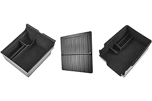 BOWFAR 3 PCS für Tesla Model 3 Model Y 2021 2022 2023 Mittelkonsole Organizer Armlehne Ablage Armlehne Versteckt Stauraum Box Beflockte Aufbewahrungsbox Tesla Zubehör