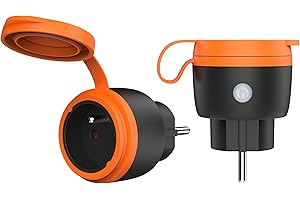 UCOMEN Prise Connectée WiFi (Type E), Prise Etanche Exterieur 16A 3680W, Prise Intelligente Compatible avec Alexa, Google Home, Suivi de la Consommation d'énergie, Smart Life APP, 2 Packs