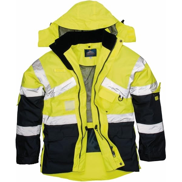 Veste De Travail Hiver Hi-Vis Portwest DX430 – Coupe-Vent Imperméable, Capuche, Matelassée, Réfléchissante, Orange/Noir