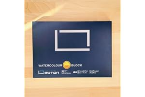 Leyton Papier Nouveauté Bloc A4 pour l'Aquarelle 100% coton, Grain Fin, pressé à froid, 300g/m², 21cm x 29,7cm, 20 feuilles, collé 4 côtés, non blanchi, sans acide, qualité artiste