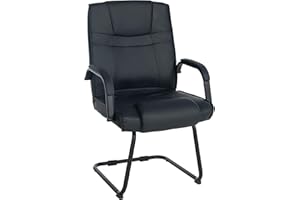 CLP Chaise Cantilever Attila XXL avec Accoudoirs - Fauteuil Oscillant de Bureau en Similicuir - Chaise de Salle ŕ Manger Rembourrée Charge Max 1, Couleur:Noir/Noir