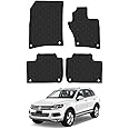 Rubber Car Mats Compatible with VW Touareg (2010-2018) Tailored Fit Car Floor Mats Set Accessory Custom Fit Anti-Slip Backing Heavy-Duty Waterproof Easy-Clean Durable All Weather Full Coverage
