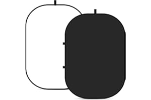 NEEWER Chromakey Backdrops, doppelseitiger schwarzer und weißer Bildschirm, 2 in 1 Faltbarer und umkehrbarer Hintergrund für Fotografie, Gaming und Live Streaming, 5'×6.6'/1.5m×2m (Schwarz/Weiß)