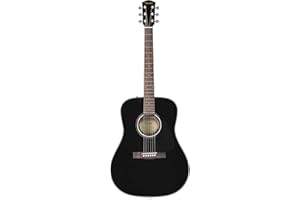 Fender CD-60 Dreadnought V3 DS Guitarra Acústica, Diapasón de Nogal, Negro, Incluye cursos virtuales gratuitos en Fender Play