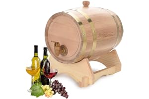 WAKECTS Botte di rovere, Vino Botte di Rovere, Dispenser di vino d'annata per vino con alcolici Conservazione, per whisky, vino, birra, bourbon, tequila, ecc(5L)