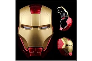 OOPETY Avengers Iron Man Adults Kids Helmet Mask Youth Superheros Full Face Masks Christmas Carnival Eyes with Led Light Electronic Headcowl Luminous Facemask Cosplay Headdress,Red-Youth Style（55cm）