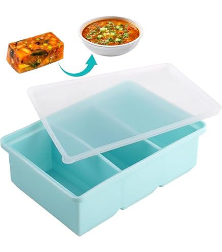 Vassoio per congelatore, contenitore per congelamento di zuppe jumbo, vassoio in silicone per alimenti per bambini, grande vassoio per cubetti di ghiaccio per conservare salse e preparare avanzi, 600