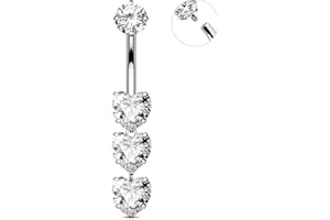 OUFER Body Piercing Piercing Ombelico Internally Belly Bars Titanium Belly Button Bars 14G Heart Dangle Navel Bars Navel Belly Piercing Jewellery Belly Button Ring