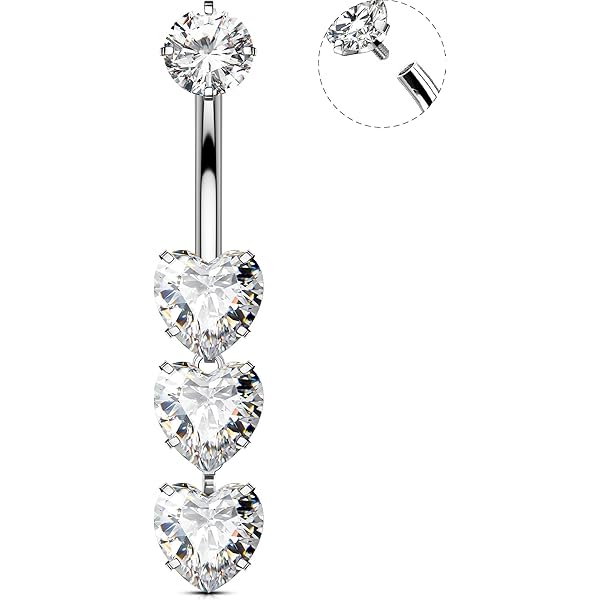 CM Crareesi Piercing Ombelico In Titanio Con CZ - Gioiello 14G Filettato Internamente Per Donne