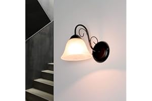 LICHT-ERLEBNISSE Rabalux Applique Lampe Luminaire Murale Intérieur Style Maison de Champagne Noir Mat/Verre Albâtre 7811n