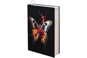 Kuiaobaty Housse de protection en tissu noir avec motif papillon 3D pour livre de 28,9 x 22,4 cm