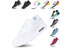 Hitmars Buty do biegania męskie, damskie, sznurowadła, z poduszką powietrzną, sneakersy, antypoślizgowe, wygodne, lekkie, do biegania po ulicy, czarne, zielone, białe, różowe, białe, żółte, EU36-EU47