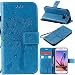 Produktbild Für Samsung Galaxy S6 Hülle, SMART LEGEND Drucken Baum Muster Premium PU Leder Handschlaufe Lederhülle Schutzhülle Bookstyle Folio Handyhülle Flip Cover Schale Mappen Tasche Brieftasche Bumper mit Kartenfächer und Standfunktion Magnetverschluss Anti-Scratch Handycover - Blau