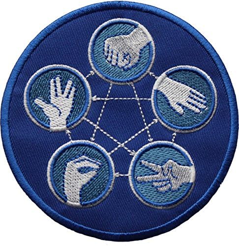 Big Bang Theory Rock Paper Scissors Lizard Spock Badge Embroidered Patch 4โ Sew-on or Iron-on