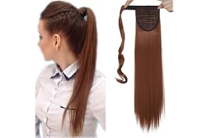 SEGO Postiche Queue de Cheval Extension Ponytail - Fausse Queue de Cheval Attaché Par Ruban Adhésif - Wrap Around Ponytail - 58 CM Auburn Rouge