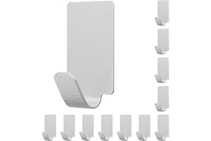 AOMEES 12PCS Self Adhesive Towel Hooks, Heavy Duty Wall Hooks, Waterproof Stainless Steel Hanger, Wall Mount Hooks for Hanging Coat Hook, Hanging Hat Hooks, Towel Hooks – Perfect for Bathroom