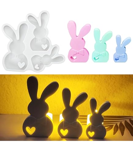 Stampo In Silicone Per Pasqua - 6 Pezzi Coniglietti 3D, Per Gesso, Resina O Cera, Fai Da Te