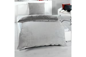 ‎MALIKA MALIKA Winter Plüsch Wendebettwäsche Nicky-Teddy 'Cashmere Touch' 135-155 - 200x200 Coral Fleece, Farbe:Silber-ANTHRAZIT, Größe:135 x 200 cm