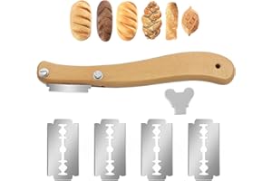 RDNKVB Couteau de Boulanger, Couteau à Lame à Pain, Ensemble de Rasoirs à Pâte, Couteau à Inciser le Bois pour Pain, Couteau à Baguette, avec 5 Lames de Rasoir