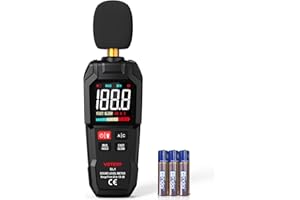 QLUUE Sonómetro digital portátil,de 30 dB a 130 dB con pantalla LCD, apto para casa, oficina, obra, fábrica, etc.