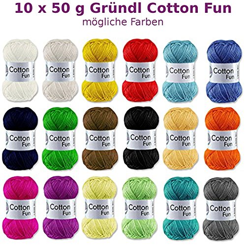 Gründl Cotton Fun Häkelgarn SET Bunt Mix Mischung (10x50 Gr.)